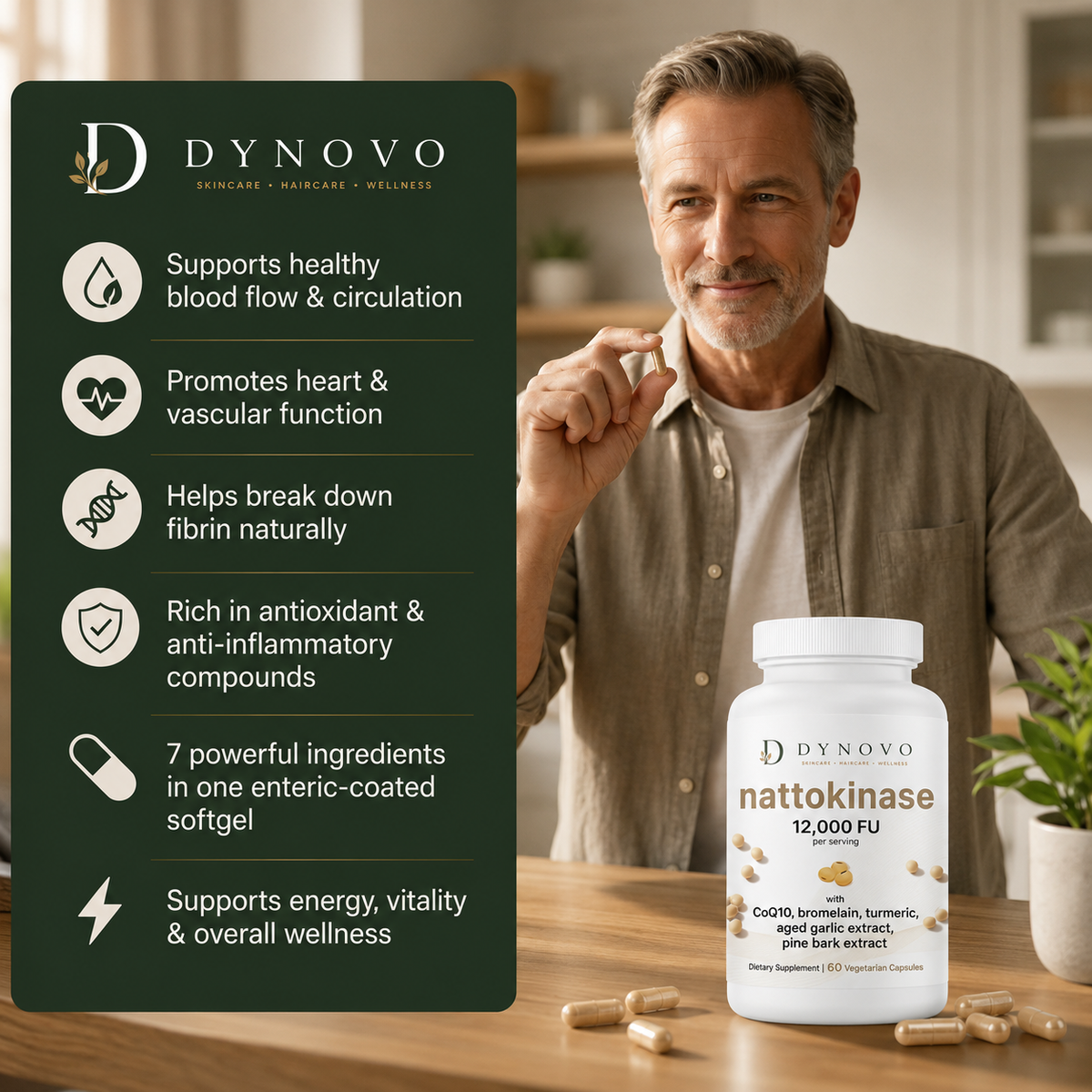 Nattokinase 12,000FU Complex - 60 Vegetarian Capsules