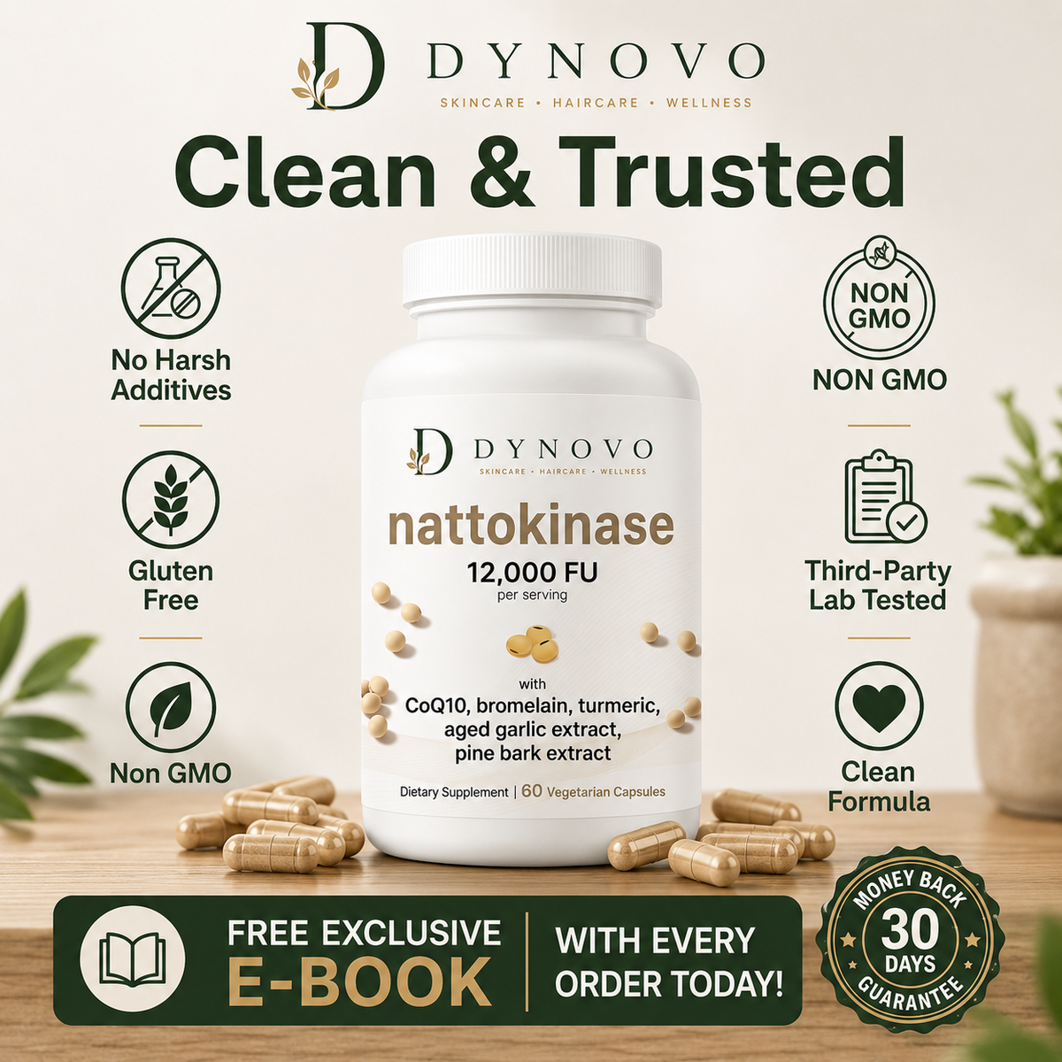 Nattokinase 12,000FU Complex - 60 Vegetarian Capsules